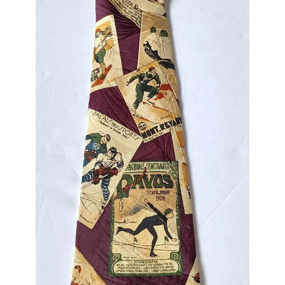 Vintage Abercrombie & Fitch Winter Sports Neck Tie 56 Inches 100% Silk